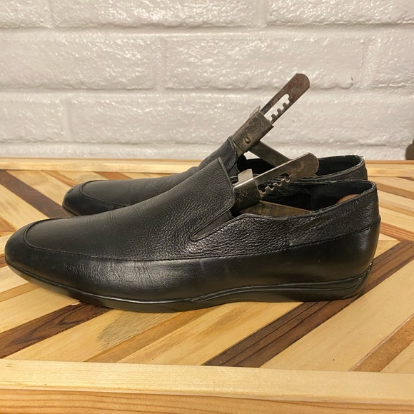 Vintage Bacco Bucci Studio black leather loafers slip on size 8.5 - Picture 2 of 8